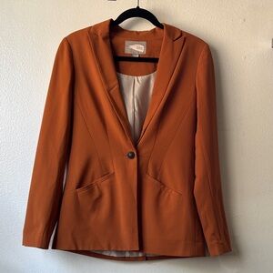 Rust Single-Button Blazer Jacket - Small